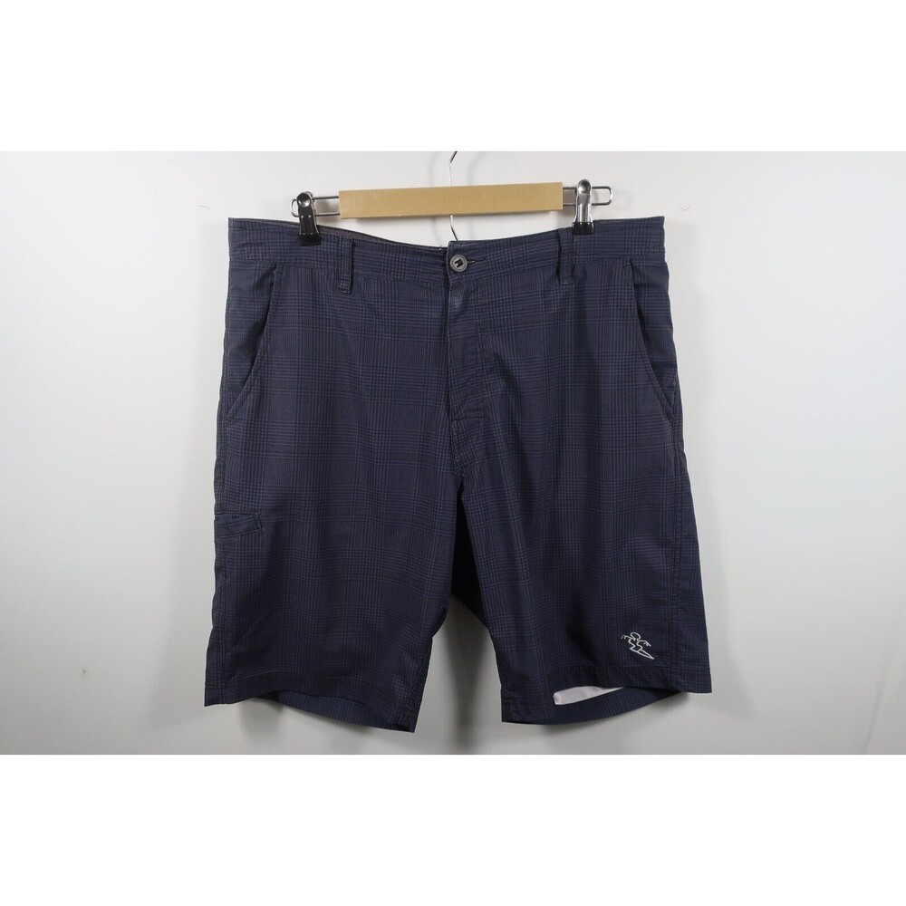 Da Hui Board Shorts Black Blue Plaid Houndstooth Hawaiian Surf Swim Trunks 38 - Picture 2 of 8